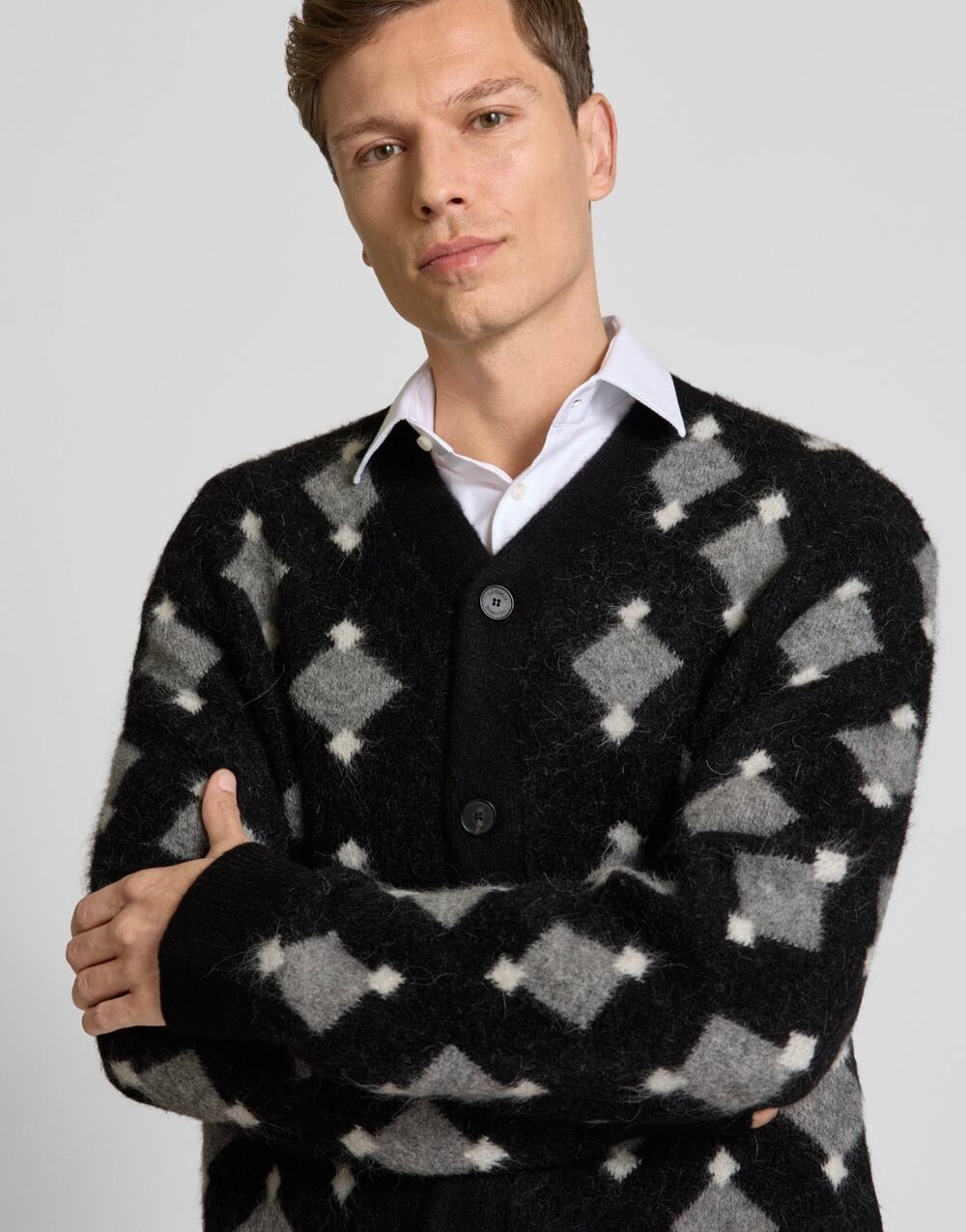 New the Kooples men’s Alpaca diamond pattern cardigan S